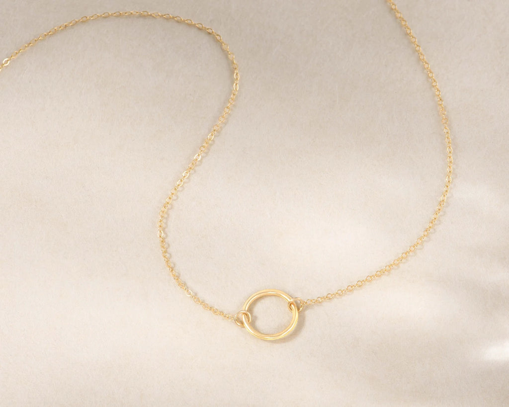 Dainty Circle Choker Necklace 925 Sterling Silver Pendant