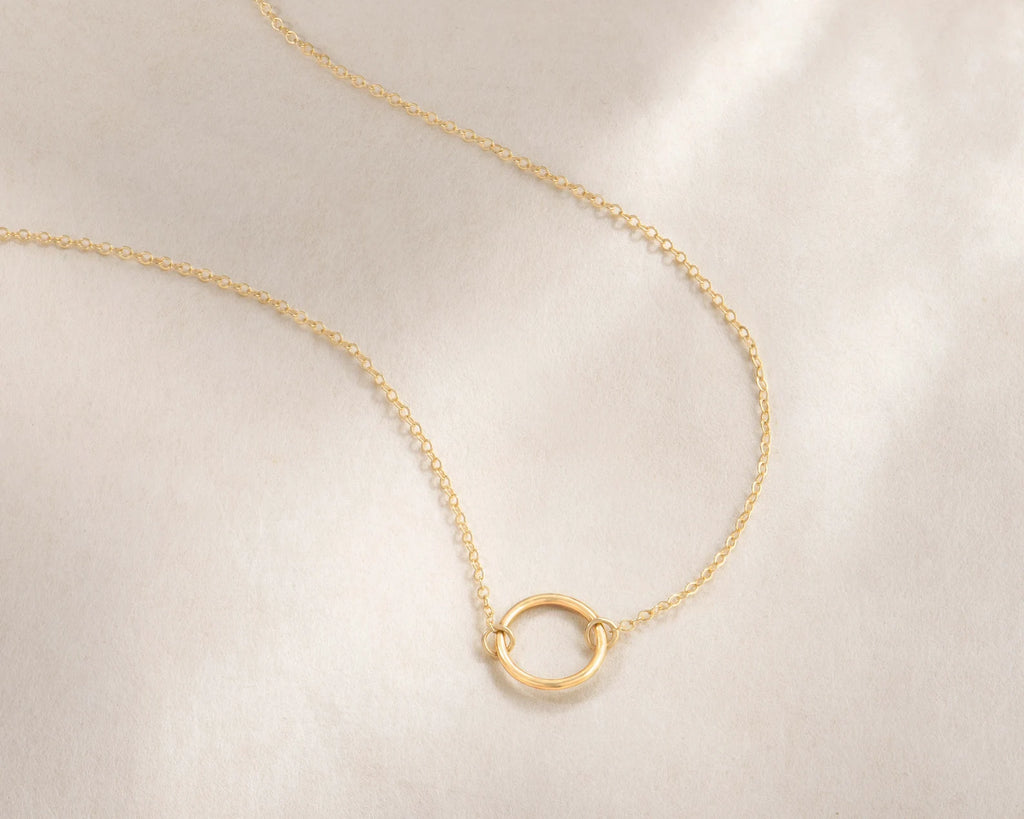 Dainty Circle Choker Necklace 925 Sterling Silver Pendant