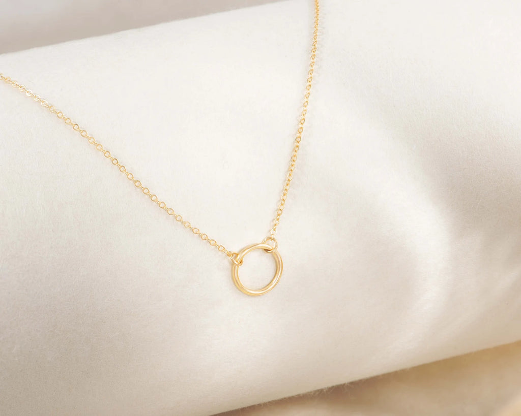 Dainty Circle Choker Necklace 925 Sterling Silver Pendant