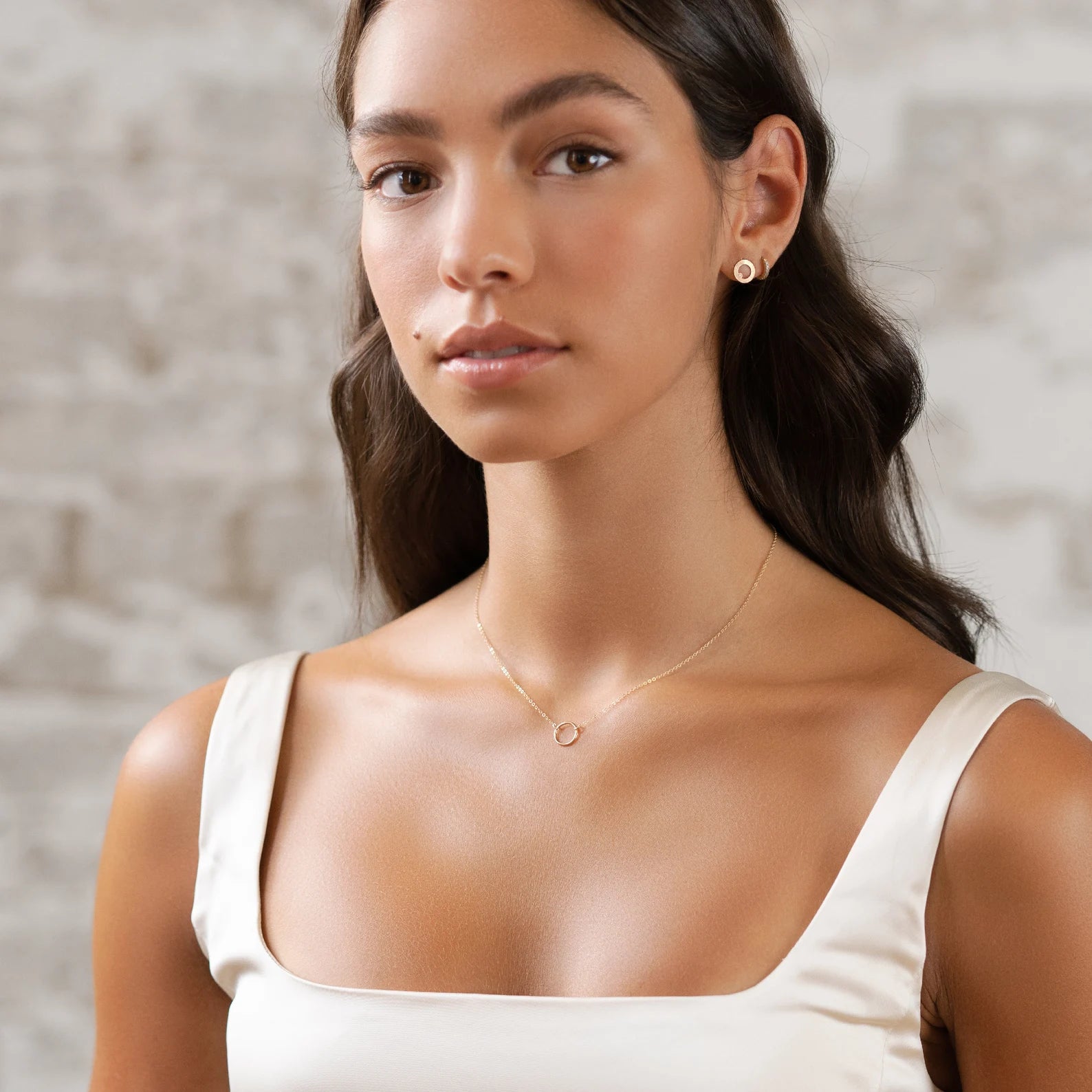 Dainty Circle Choker Necklace 925 Sterling Silver Pendant