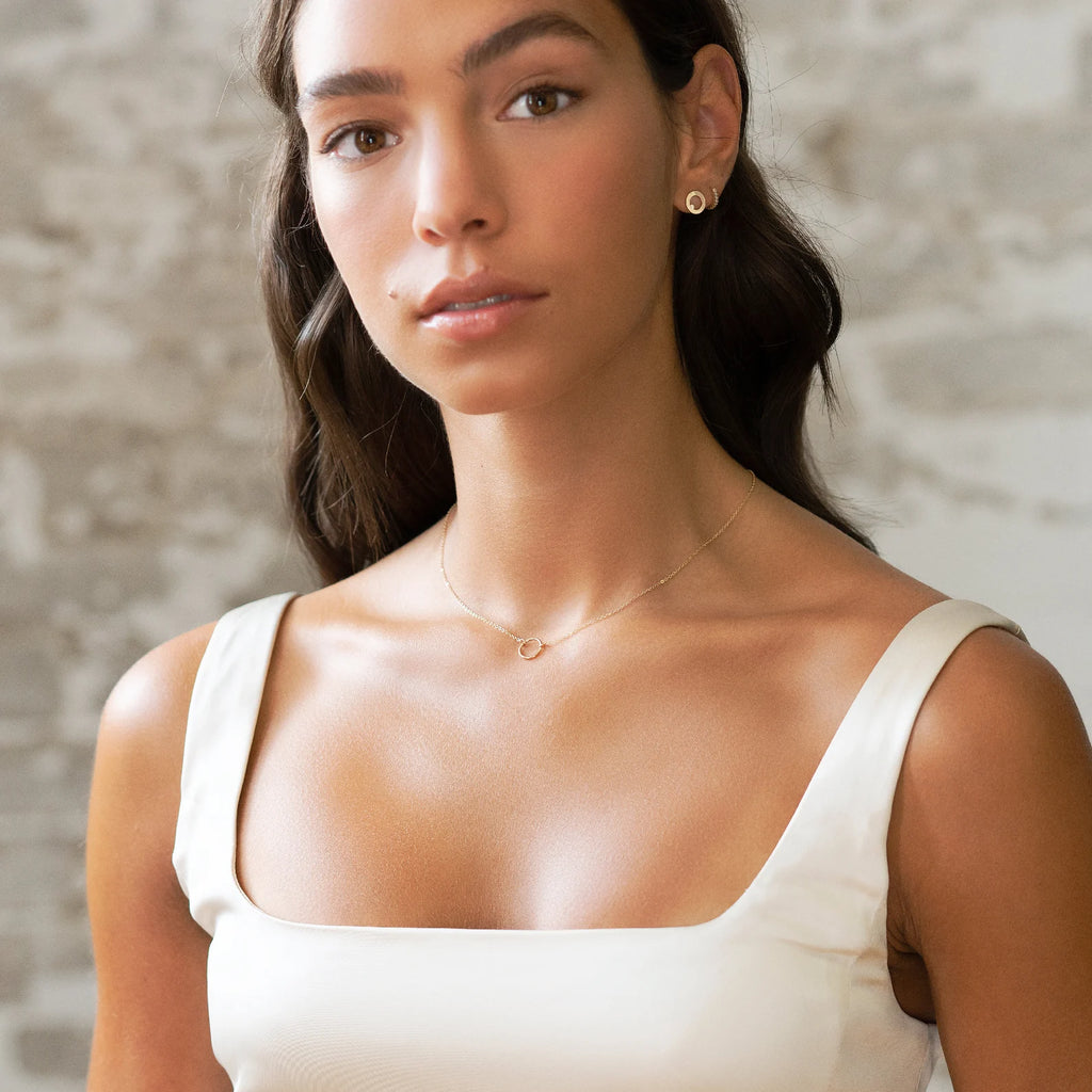 Dainty Circle Choker Necklace 925 Sterling Silver Pendant