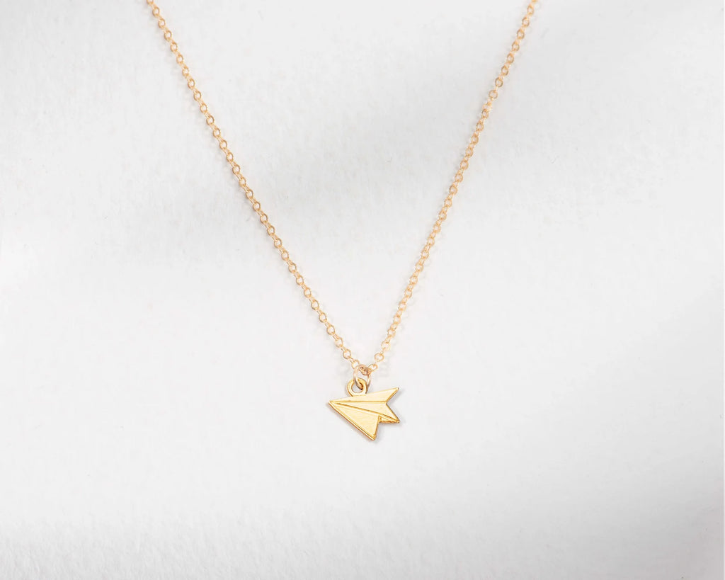 Paper Airplane Necklace Travel Charm 925 Sterling Silver Pendant