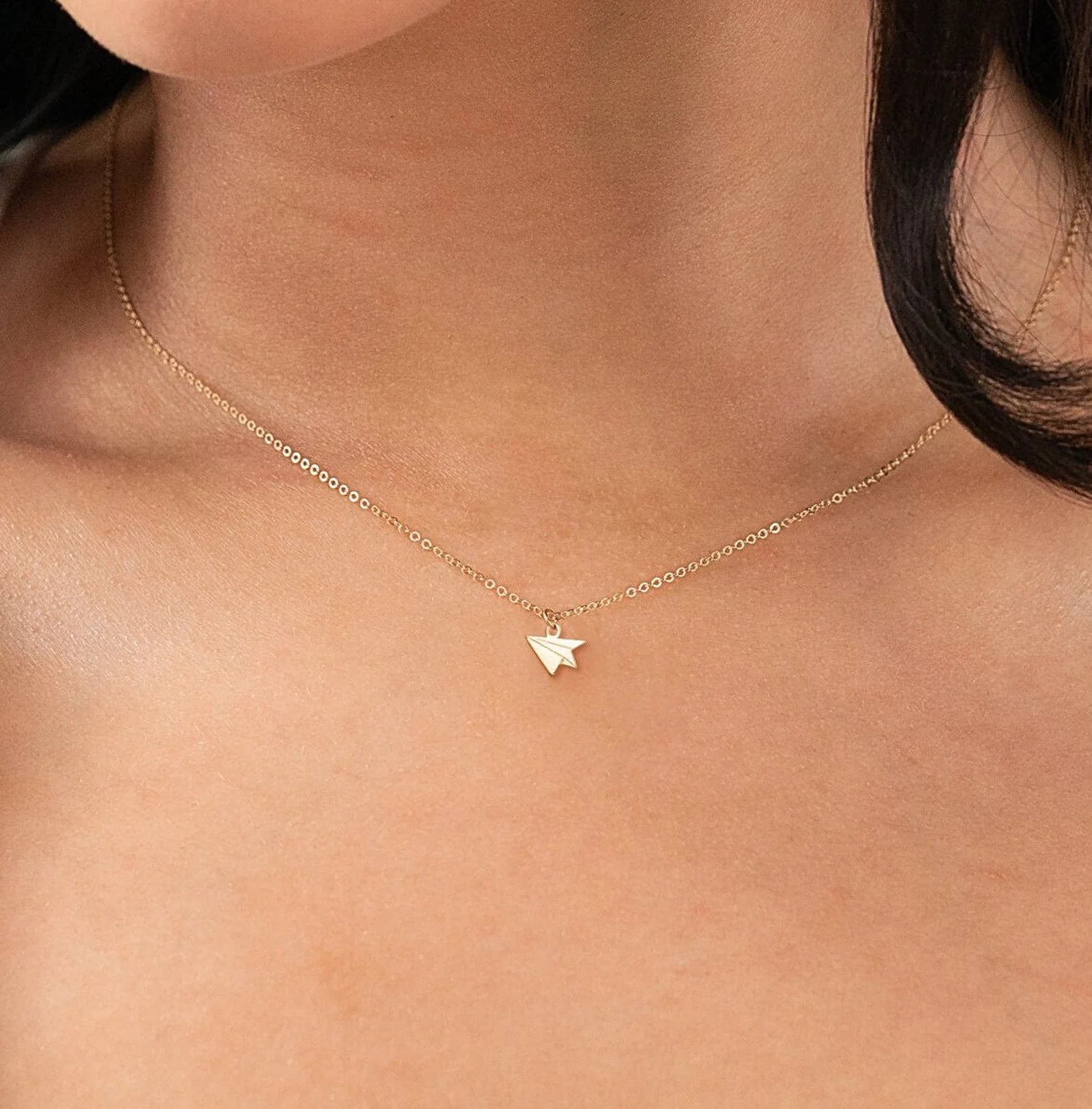 Paper Airplane Necklace Travel Charm 925 Sterling Silver Pendant