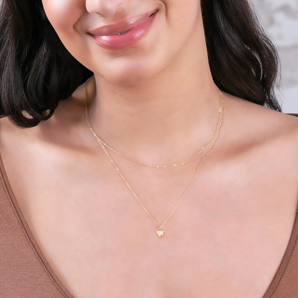 Paper Airplane Necklace Travel Charm 925 Sterling Silver Pendant