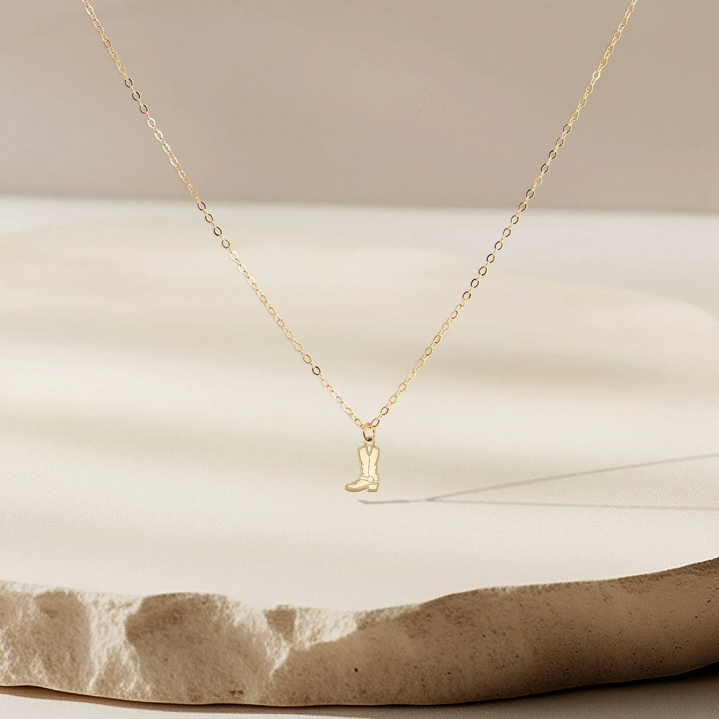 Dainty Cowboy Boot 925 Sterling Silver Necklace