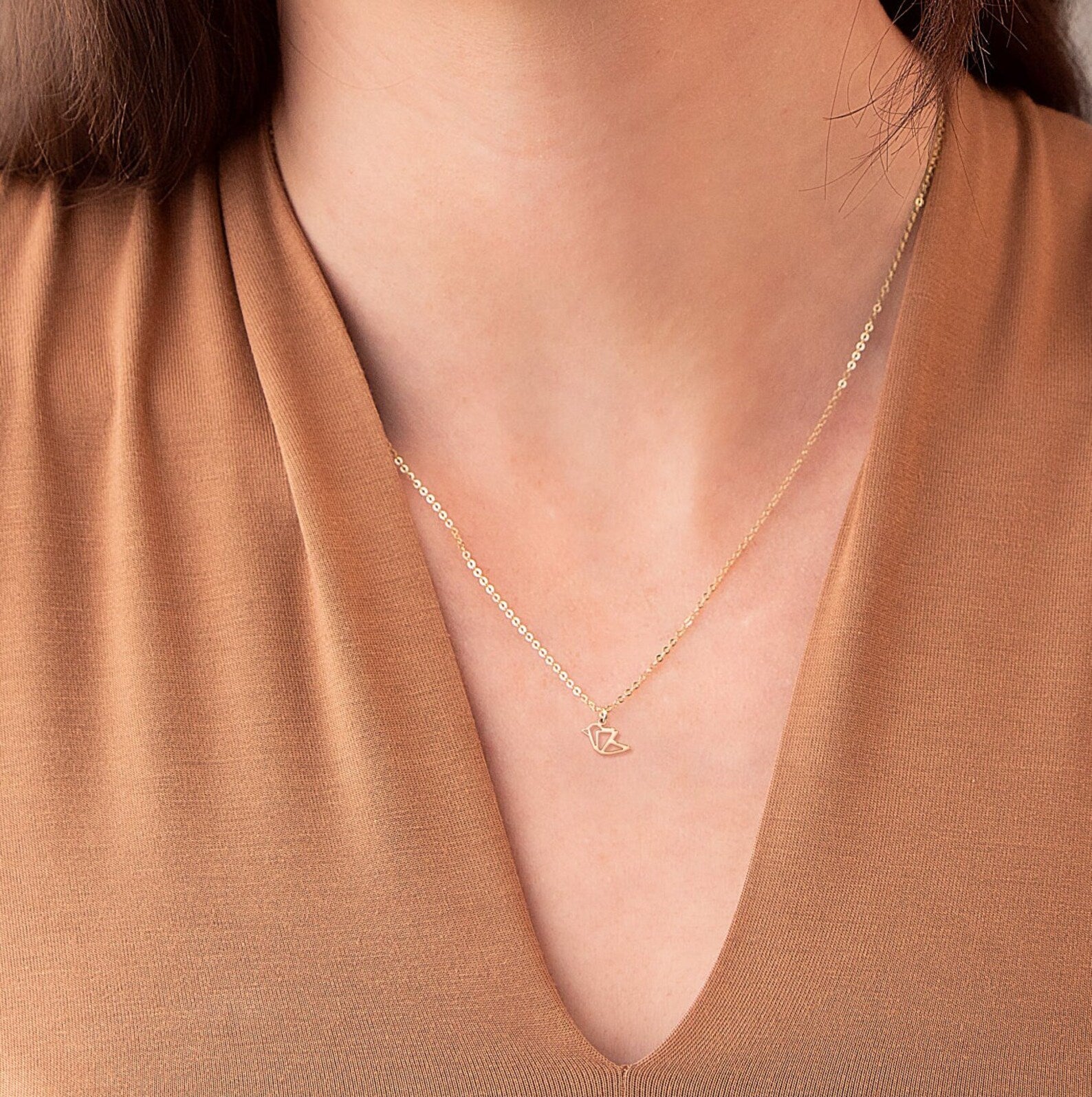 Origami Bird 925 Sterling Silver Pendant