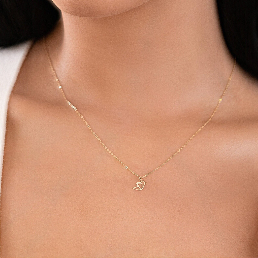 Origami Bird 925 Sterling Silver Pendant