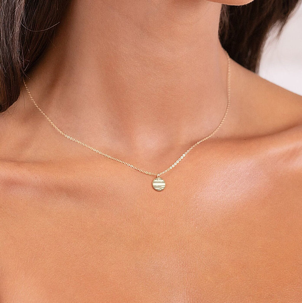 Jupiter Planet Dainty Necklace 925 Sterling Silver Pendant