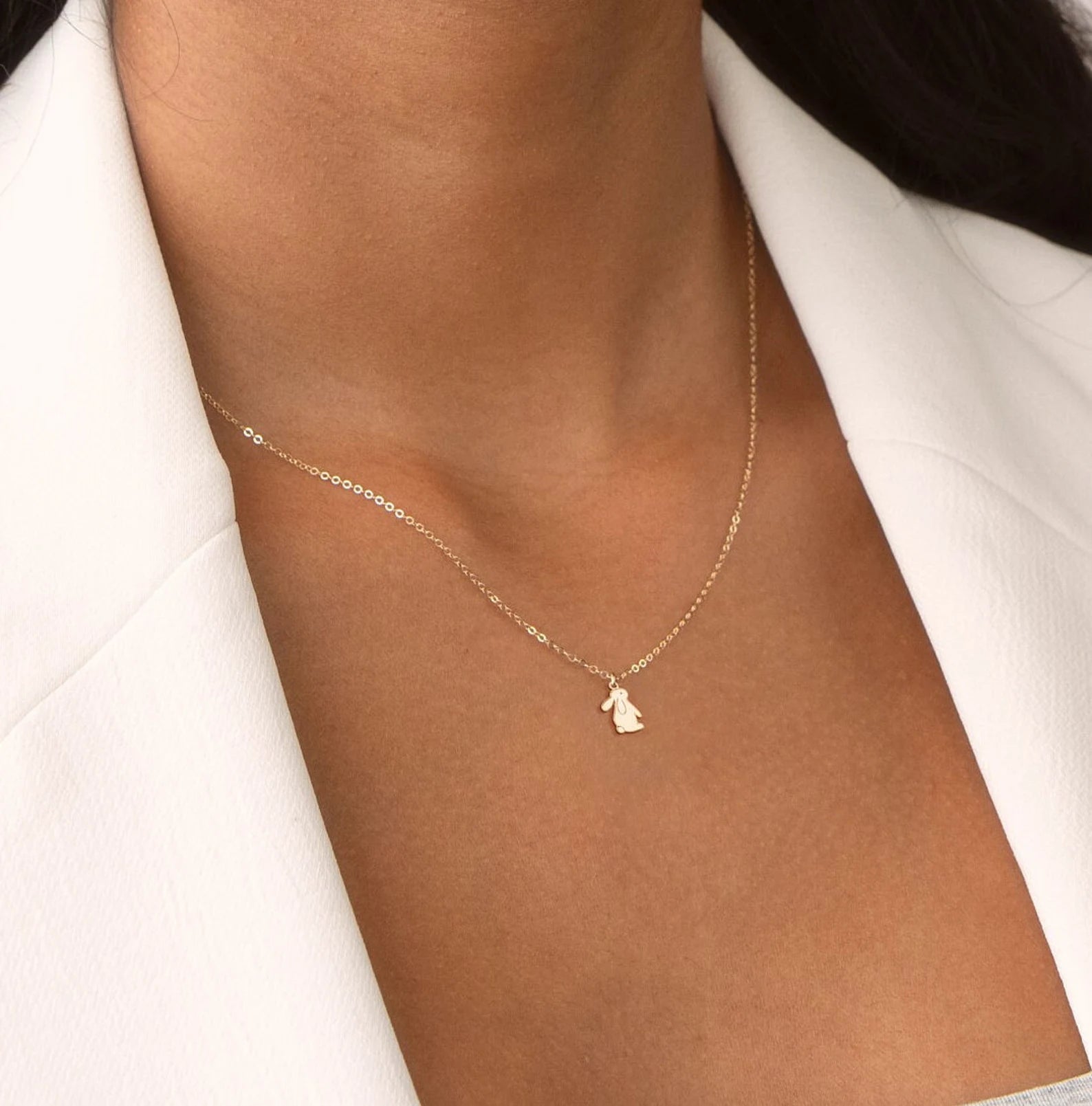 Dainty Bunny Necklace 925 Sterling Silver Pendant