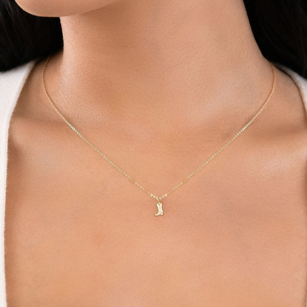 Dainty Cowboy Boot 925 Sterling Silver Necklace