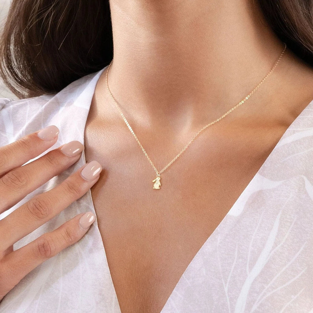 Dainty Bunny Necklace 925 Sterling Silver Pendant