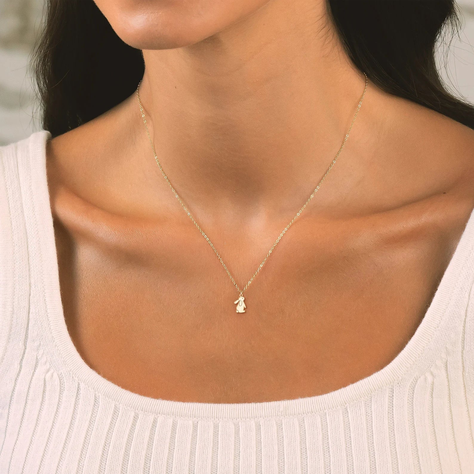 Dainty Bunny Necklace 925 Sterling Silver Pendant