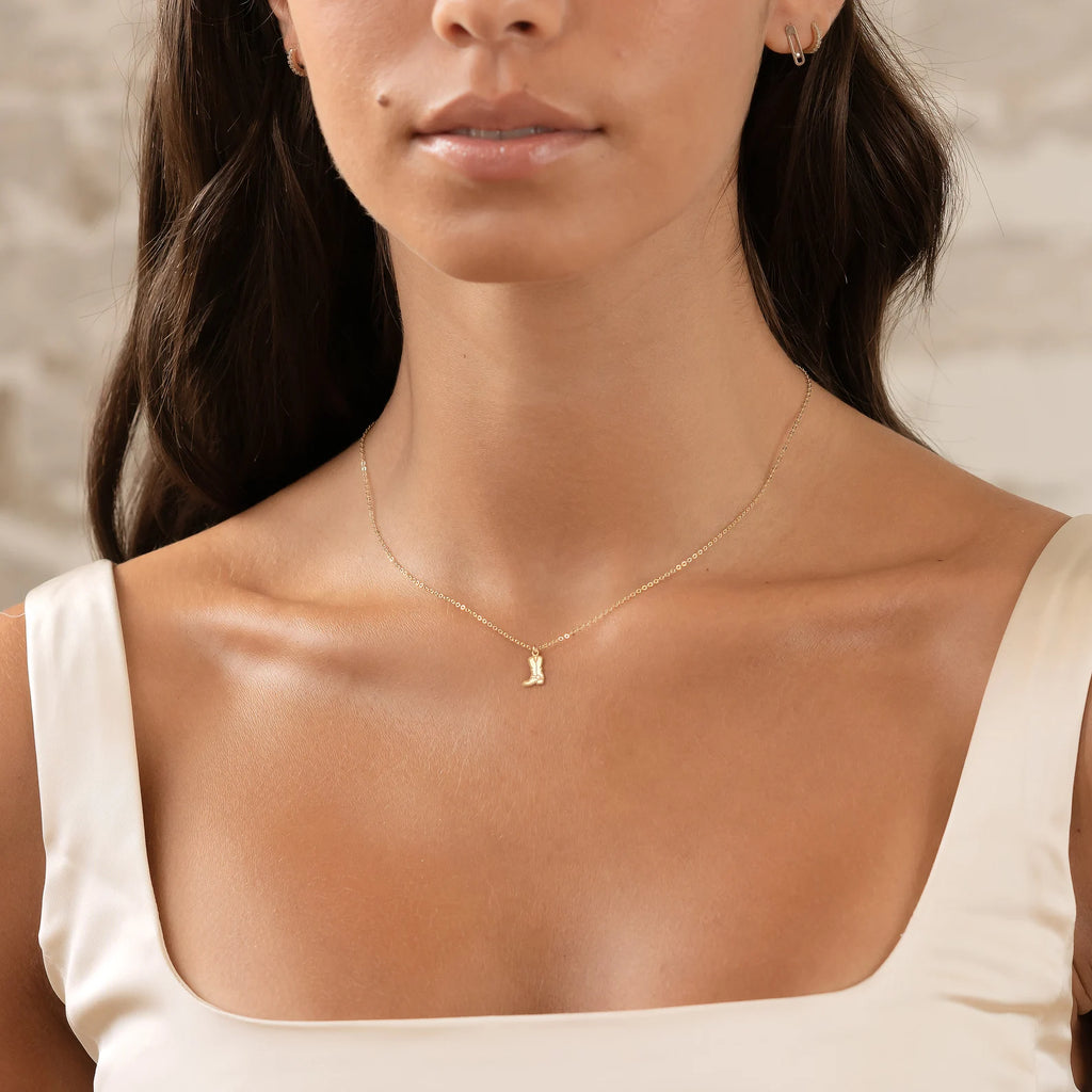 Dainty Cowboy Boot 925 Sterling Silver Necklace