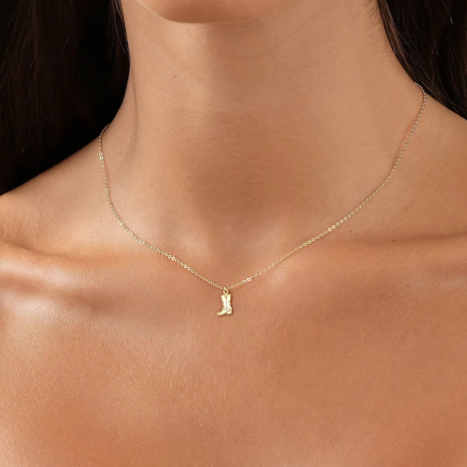 Dainty Cowboy Boot 925 Sterling Silver Necklace