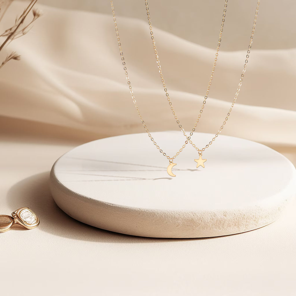 Tiny Moon Necklace, Celestial Charm Necklace, Moon 925 Sterling Silver Jewellery