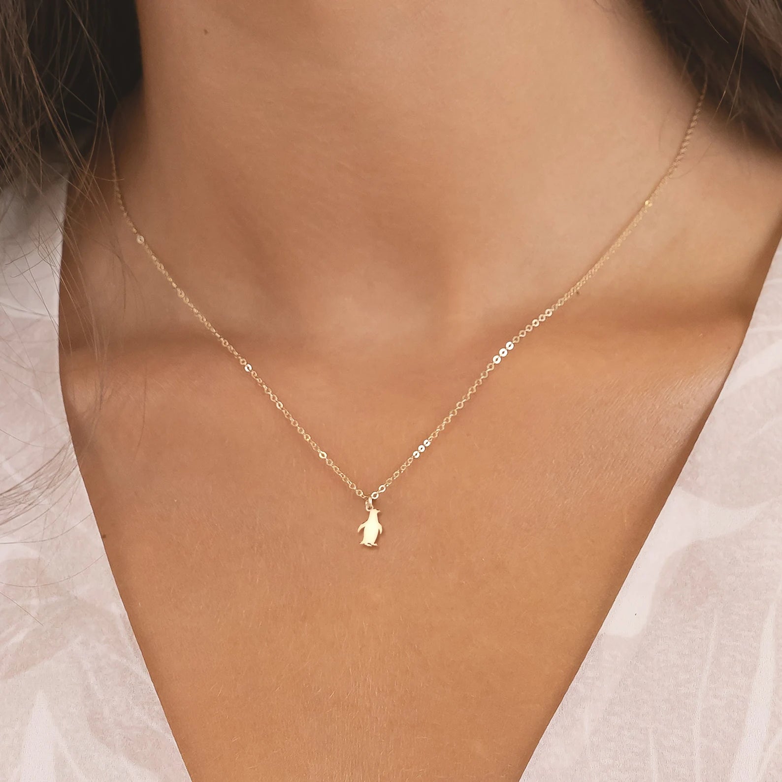 Penguin Charm Necklace 925 Sterling Silver Pendant