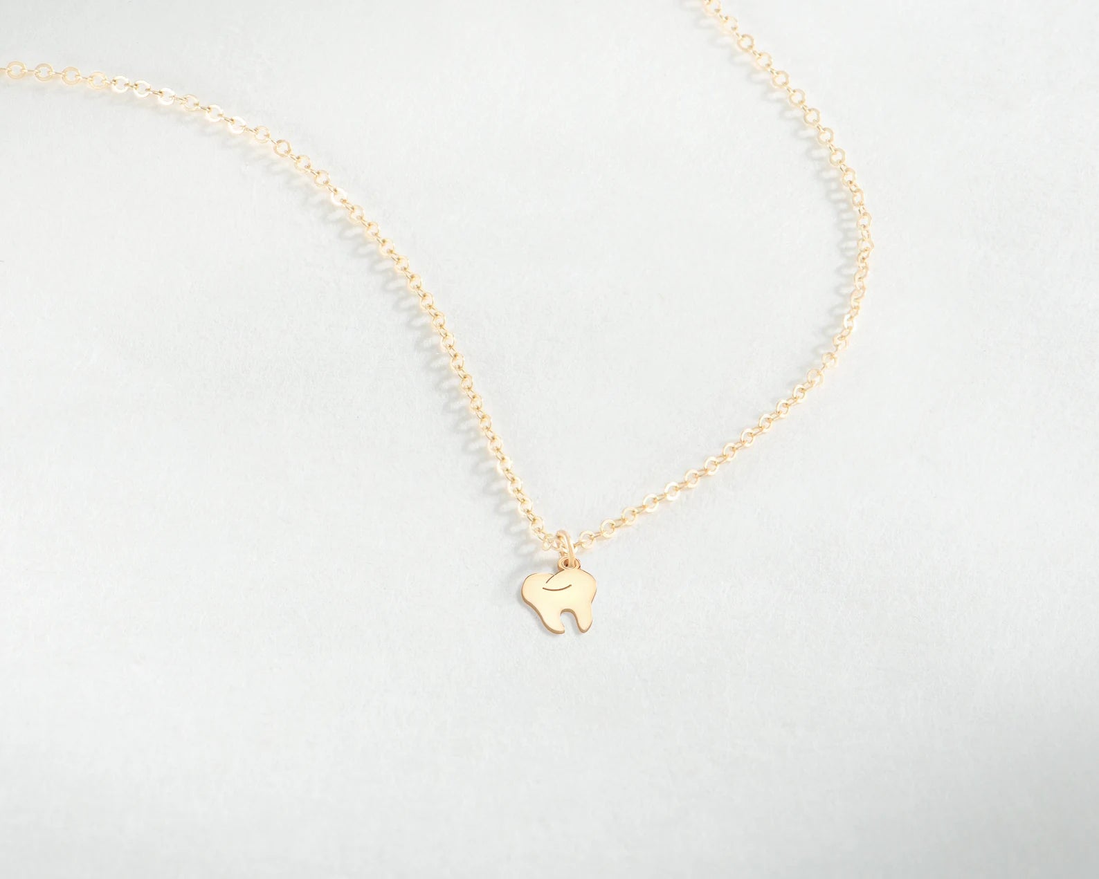 Dentist Tooth Necklace Gold Tooth 925 Sterling Silver Pendant