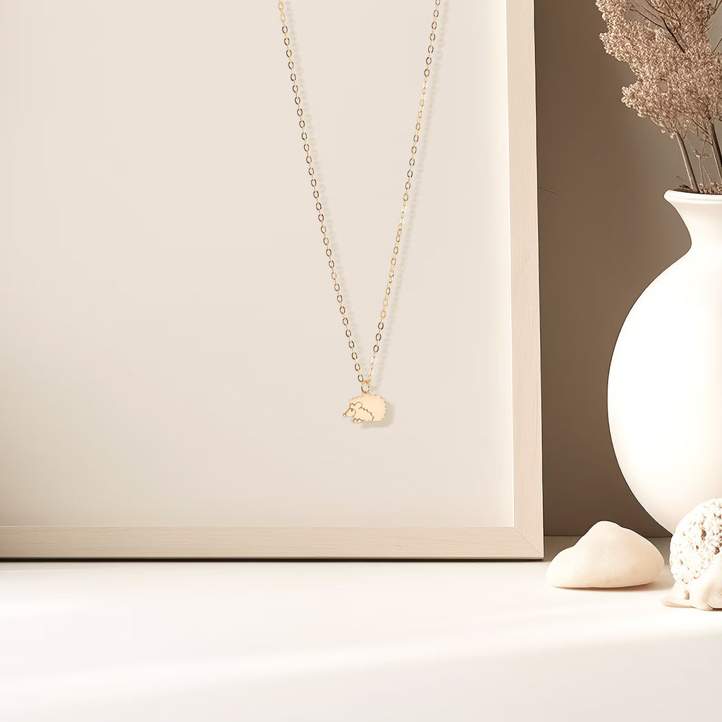Hedgehog Necklace dainty 925 Sterling Silver Pendant