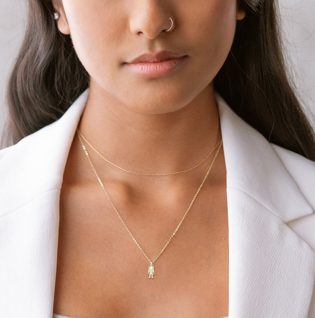 Standing Astronaut 925 Sterling Silver Pendant