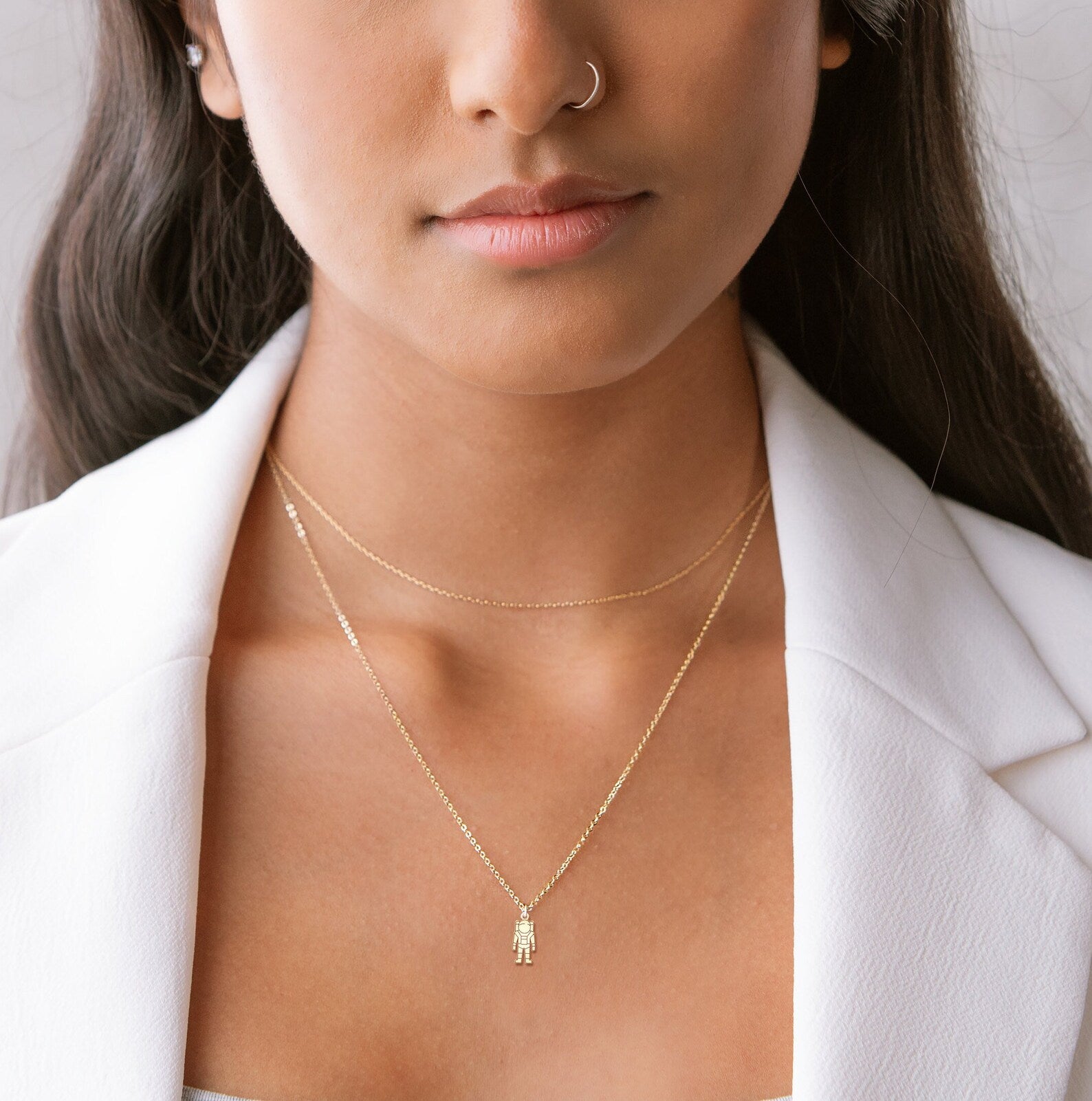 Standing Astronaut 925 Sterling Silver Pendant