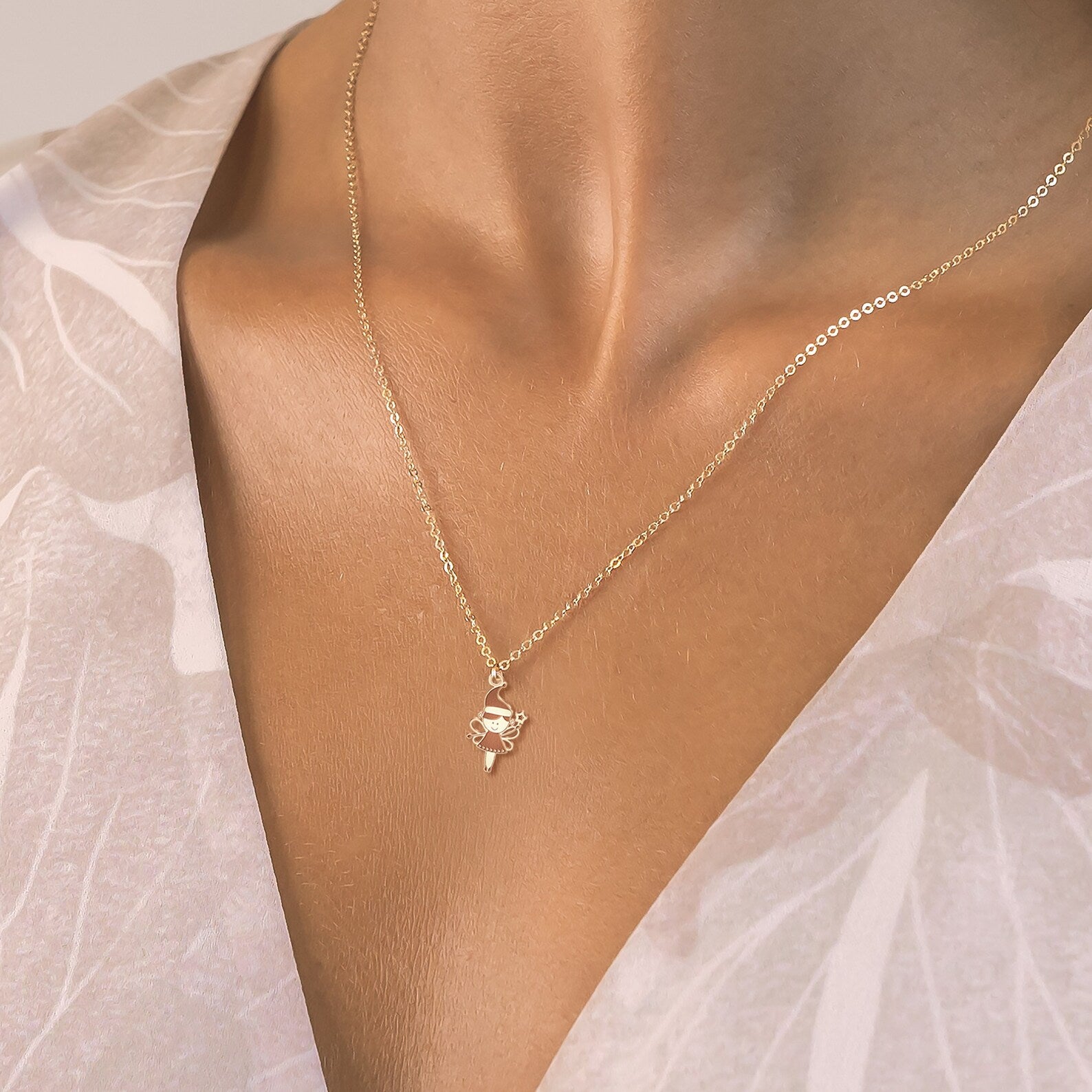 Tiny Girls Fairy 925 Sterling Silver Pendant