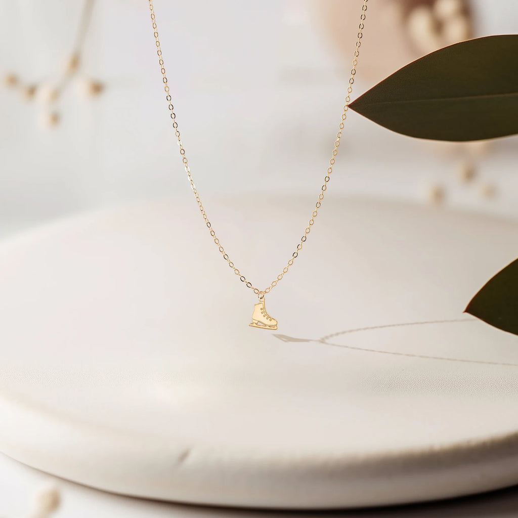 Figure Skating Ice Skate Wintertime Charm 925 Sterling Silver Pendant