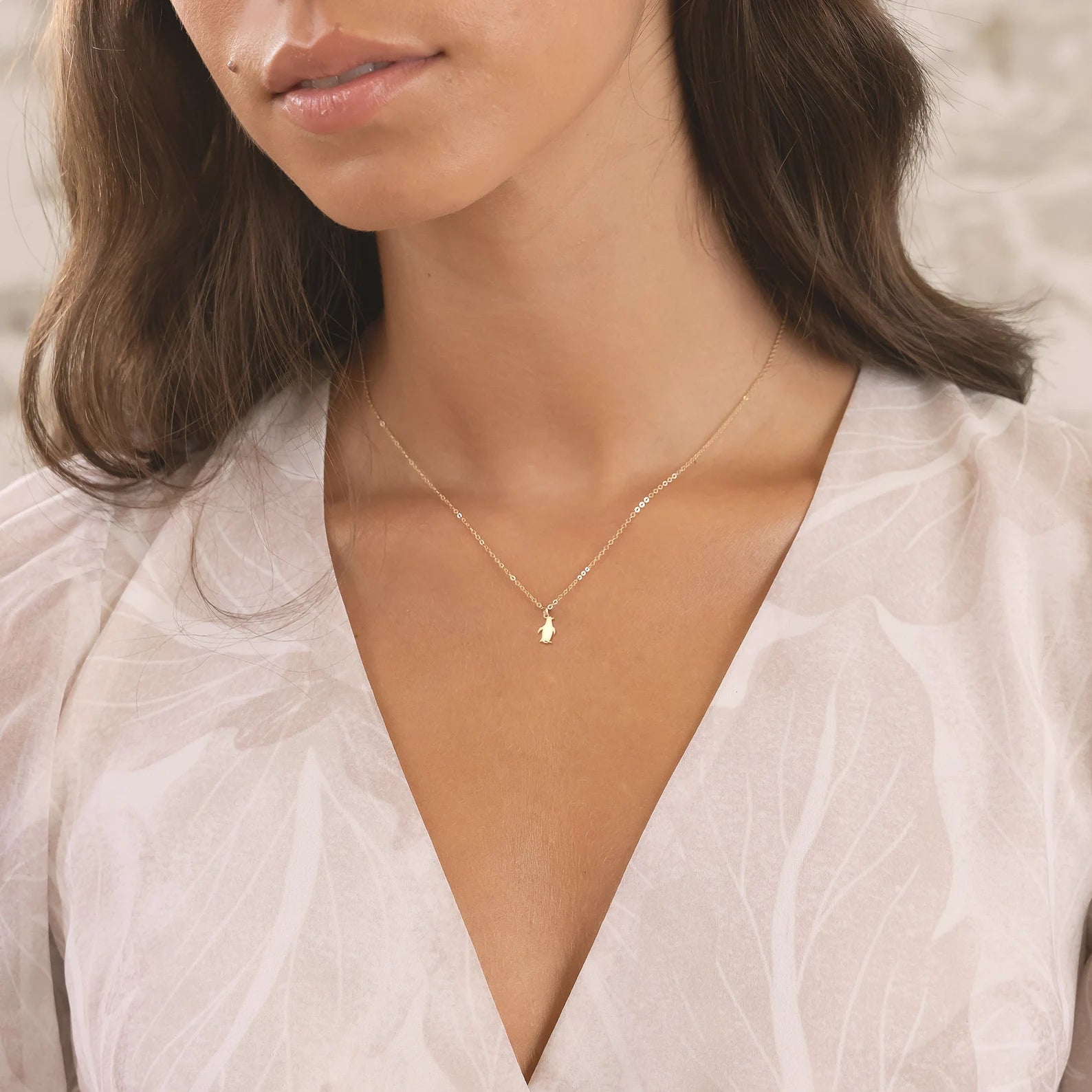 Penguin Charm Necklace 925 Sterling Silver Pendant