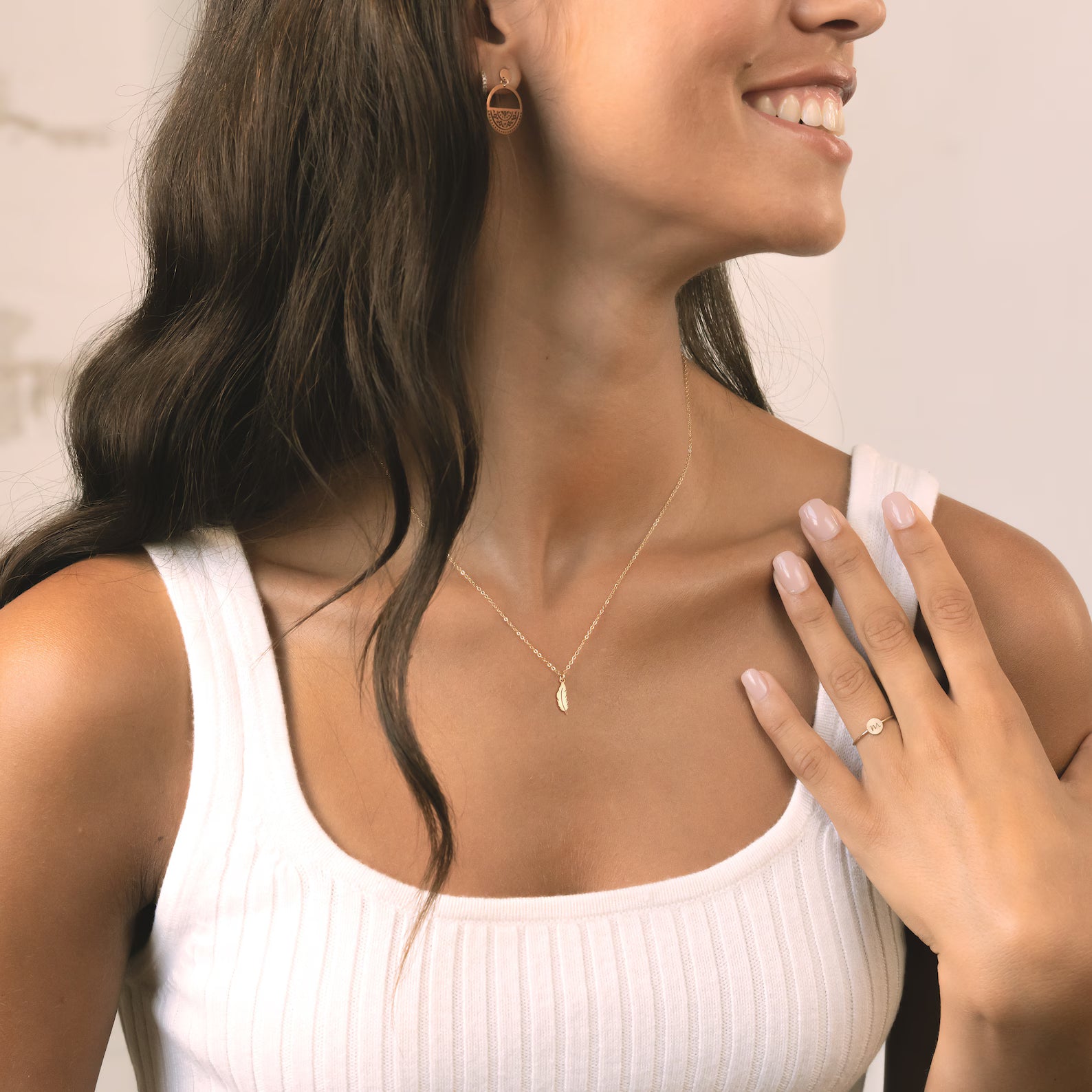 Feather Charm dainty 925 Sterling Silver Pendant