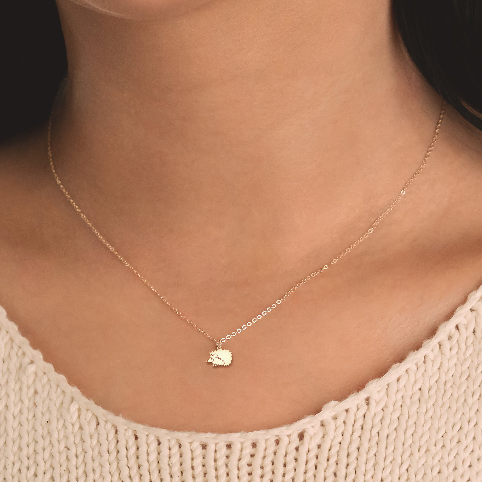 Hedgehog Necklace dainty 925 Sterling Silver Pendant