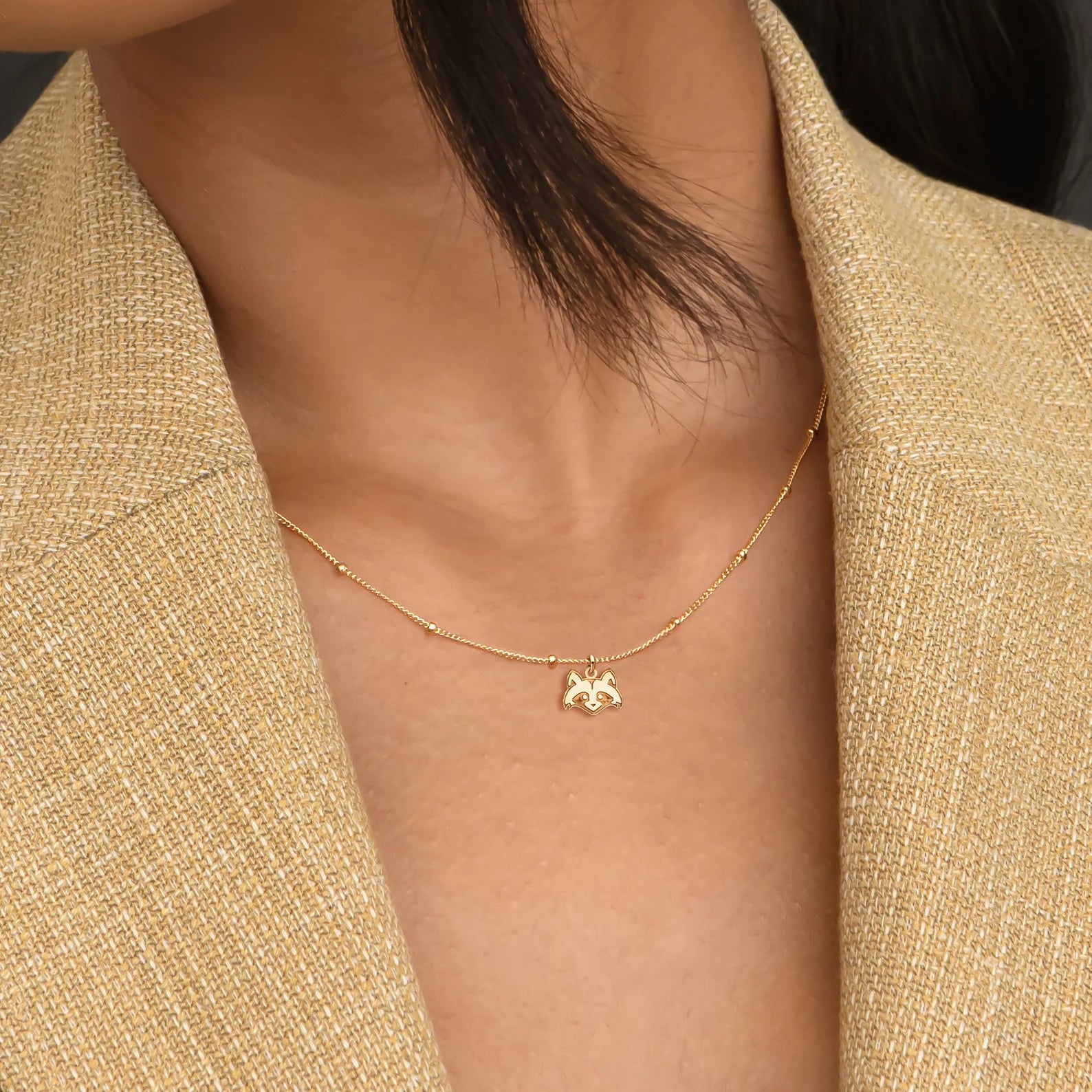 Raccoon Necklace Dainty 925 Sterling Silver Pendant