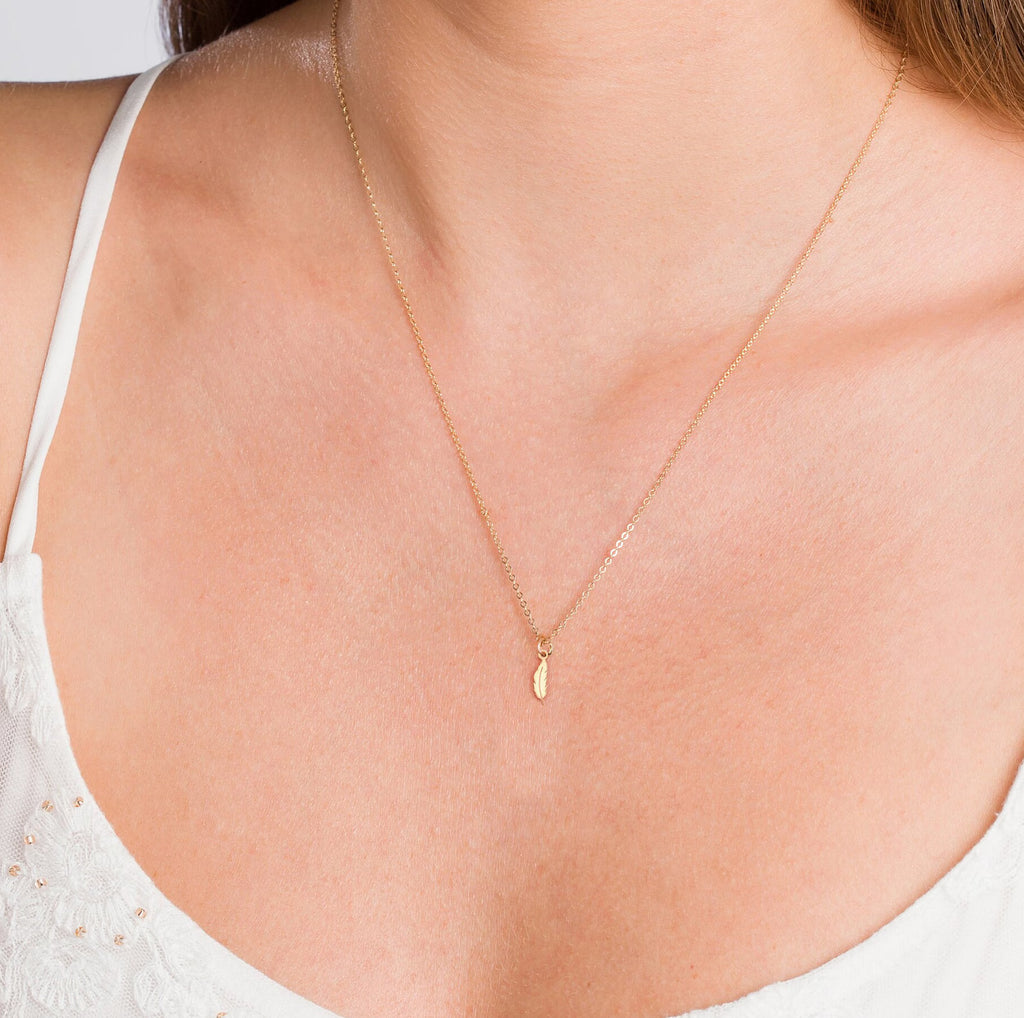 Feather Charm dainty 925 Sterling Silver Pendant