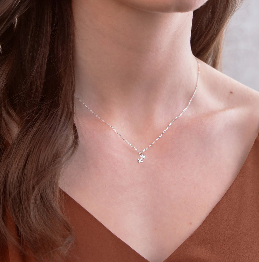 Gym Dumbbell 925 Sterling Silver Pendant