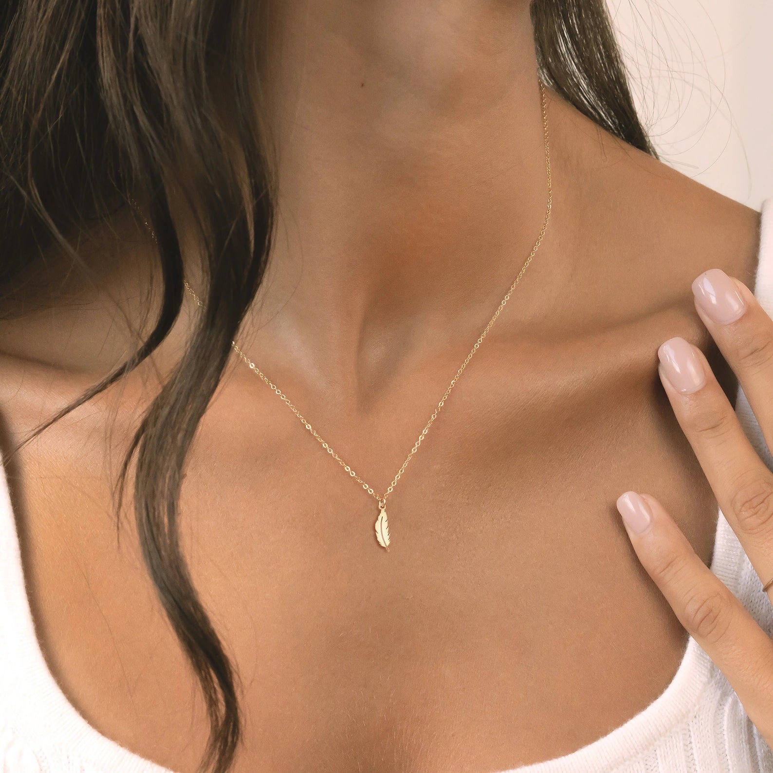 Feather Charm dainty 925 Sterling Silver Pendant