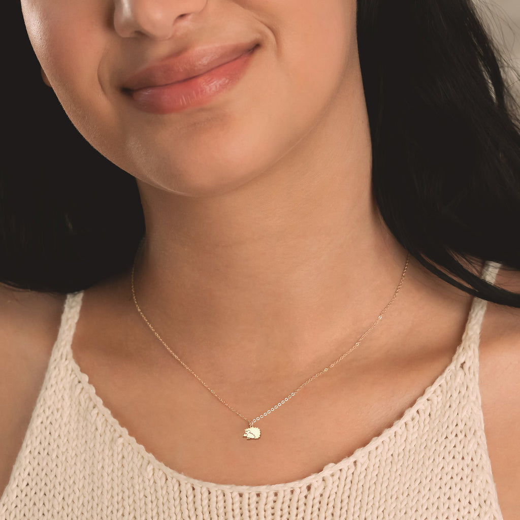 Hedgehog Necklace dainty 925 Sterling Silver Pendant