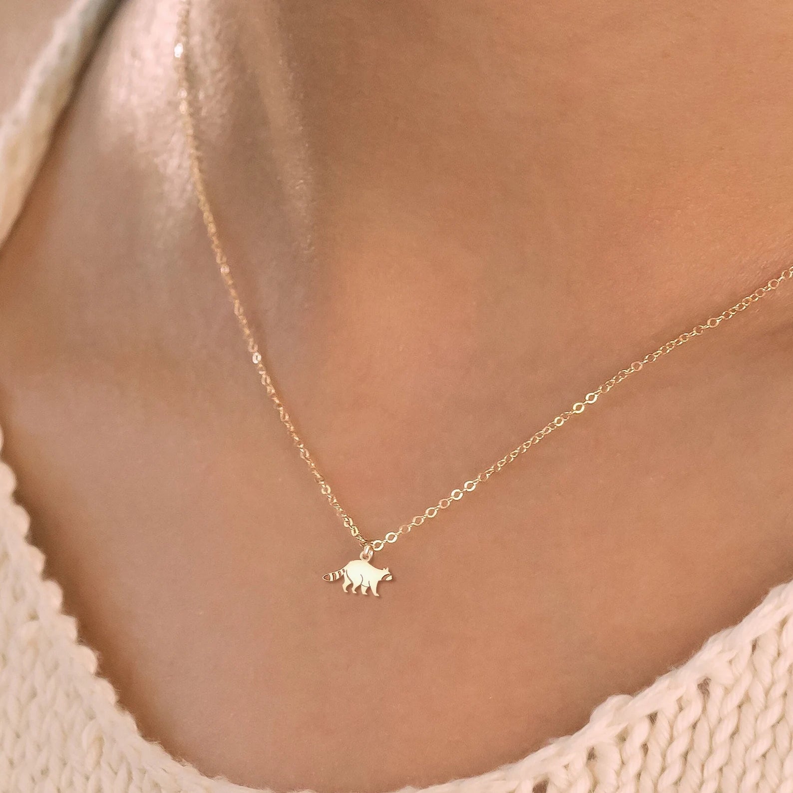 Raccoon Charm Dainty 925 Sterling Silver Pendant