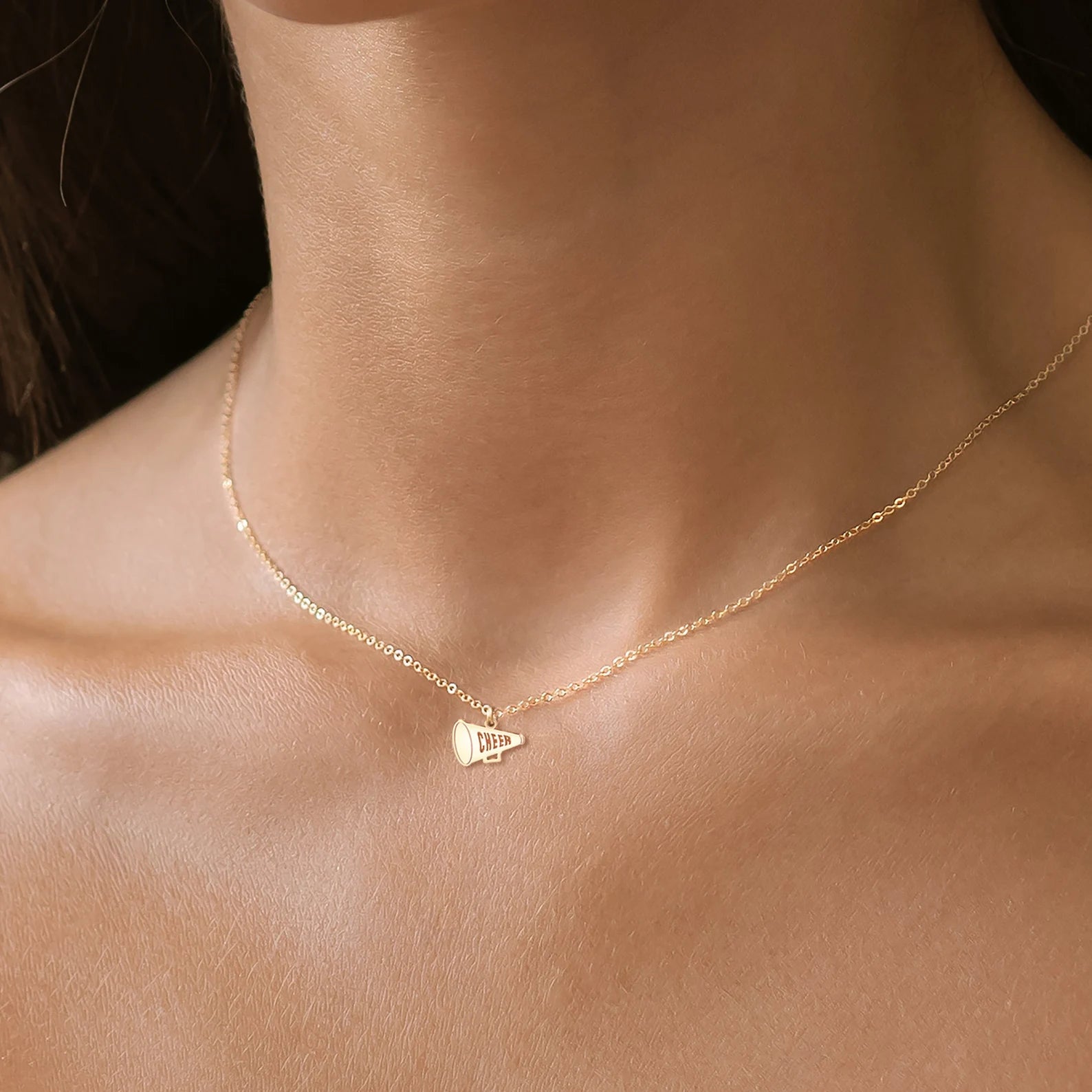 Megaphone Necklace Cheerleader Jewelry 925 Sterling Silver Pendant