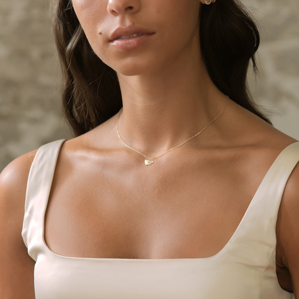 Megaphone Necklace Cheerleader Jewelry 925 Sterling Silver Pendant