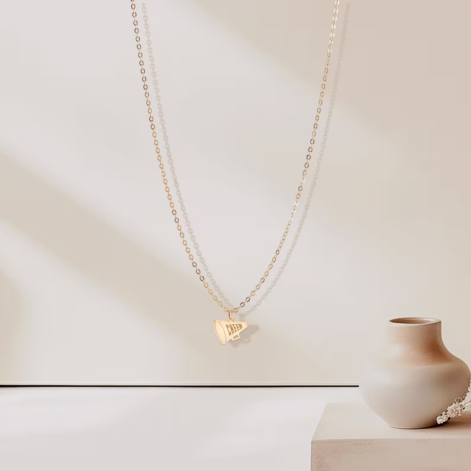 Megaphone Necklace Cheerleader Jewelry 925 Sterling Silver Pendant