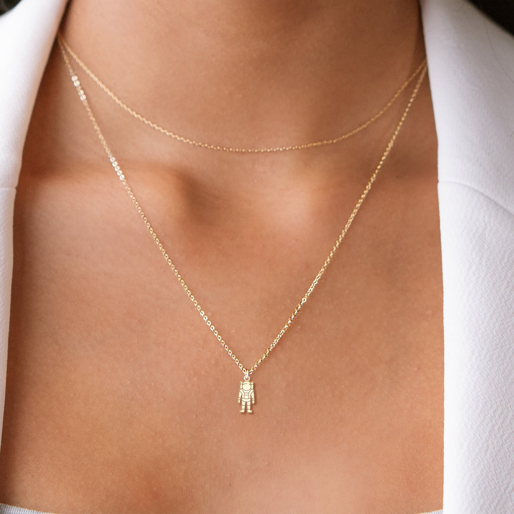 Standing Astronaut 925 Sterling Silver Pendant