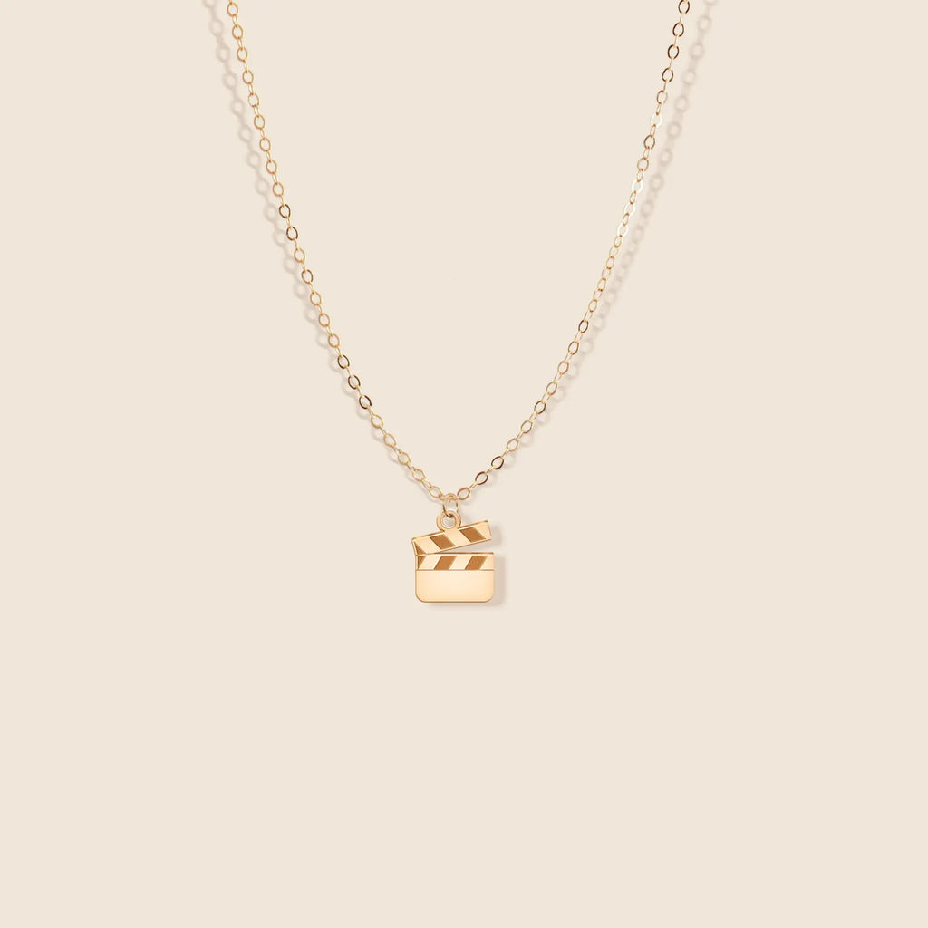 Movie Slate Pendant Clapper Board Charm 925 Sterling Silver Necklace