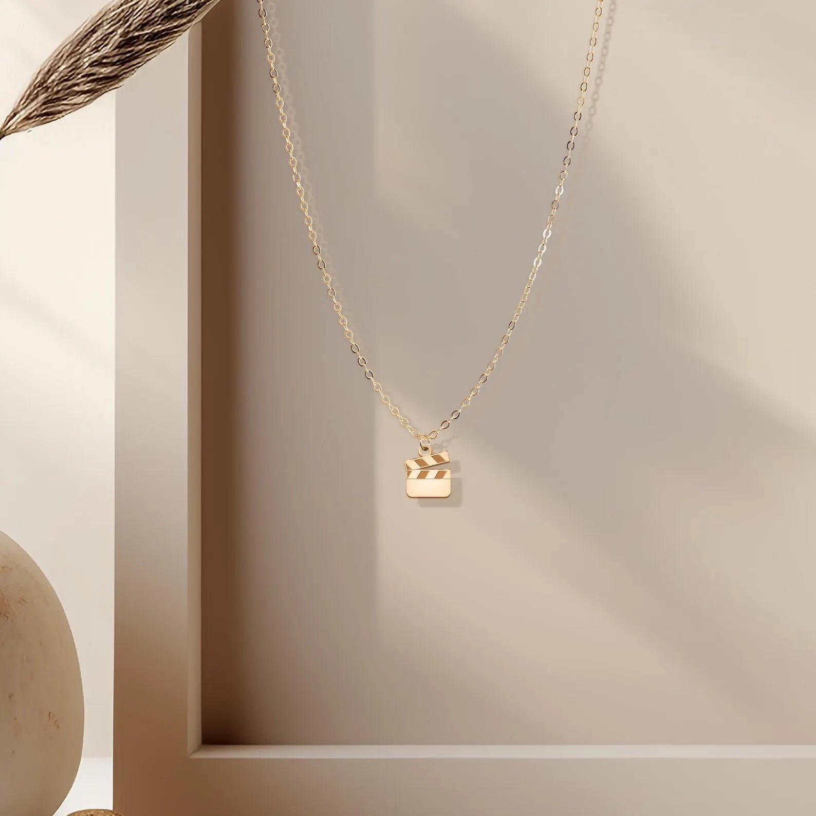 Movie Slate Pendant Clapper Board Charm 925 Sterling Silver Necklace