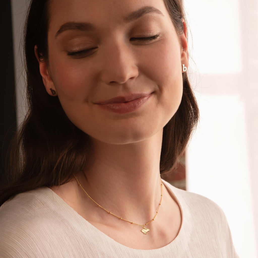 Cute Running Rabbit 925 Sterling Silver Pendant