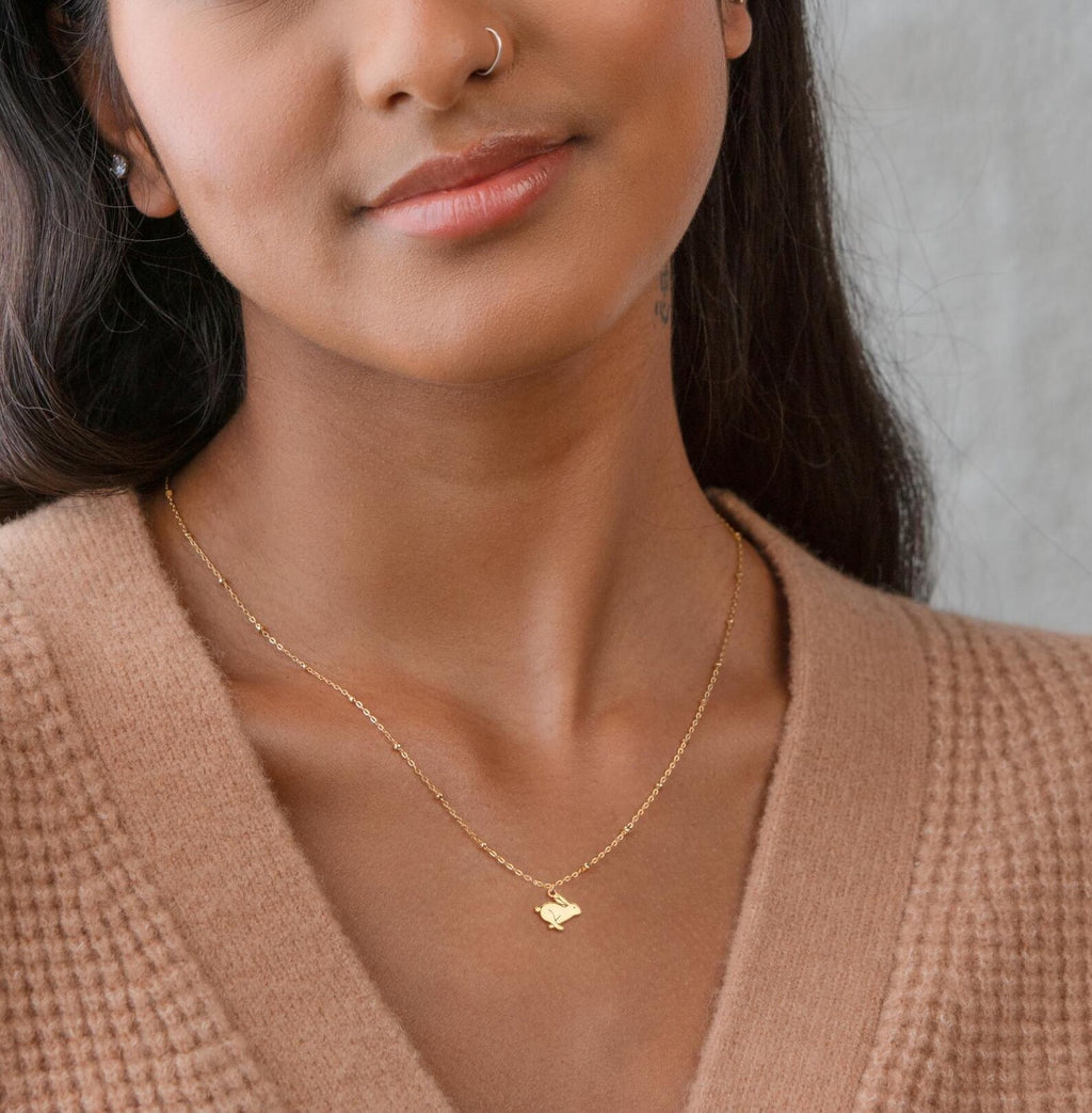 Cute Running Rabbit 925 Sterling Silver Pendant