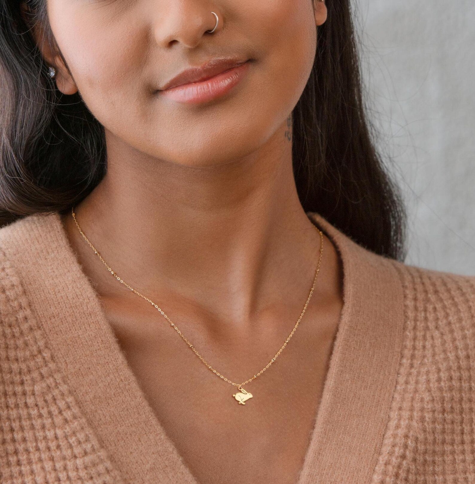 Cute Running Rabbit 925 Sterling Silver Pendant