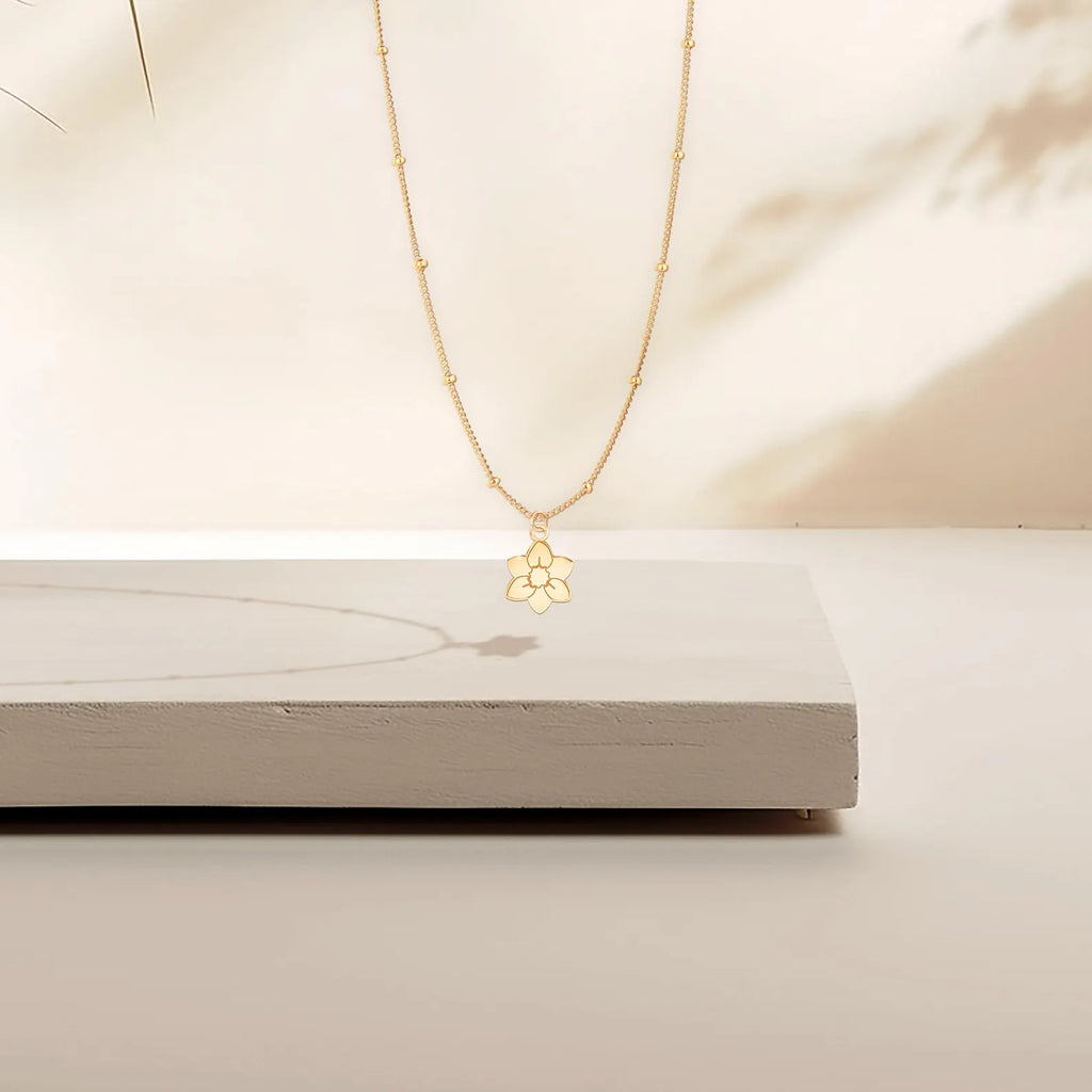 Daffodil Necklace Gold Daffodil Flower 925 Sterling Silver Pendant