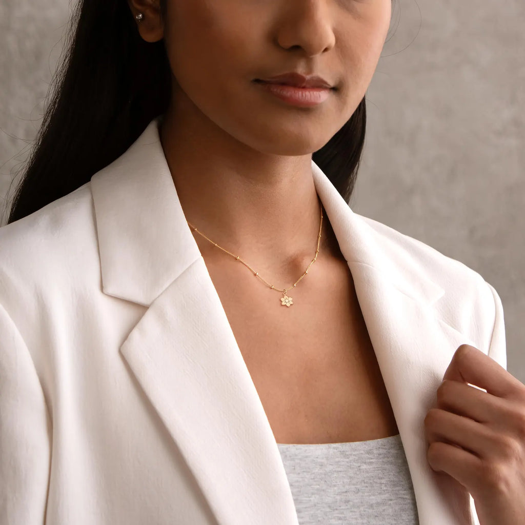 Daffodil Necklace Gold Daffodil Flower 925 Sterling Silver Pendant