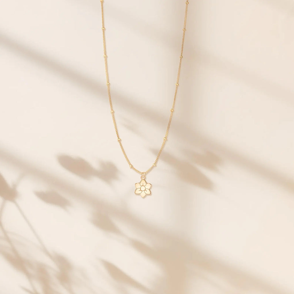 Daffodil Necklace Gold Daffodil Flower 925 Sterling Silver Pendant