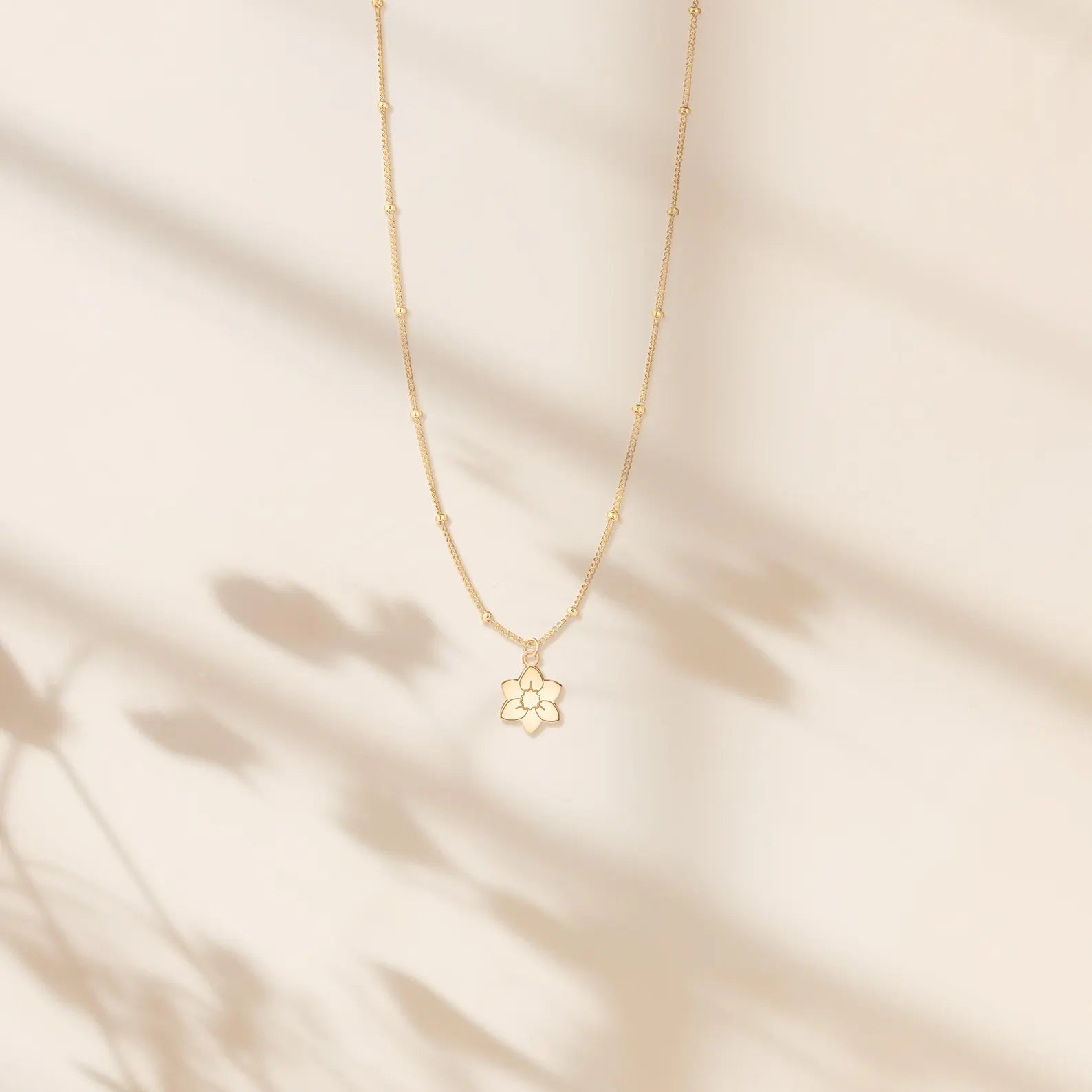 Daffodil Necklace Gold Daffodil Flower 925 Sterling Silver Pendant