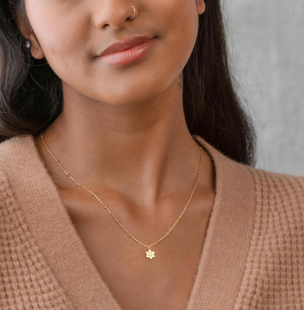 Daffodil Necklace Gold Daffodil Flower 925 Sterling Silver Pendant