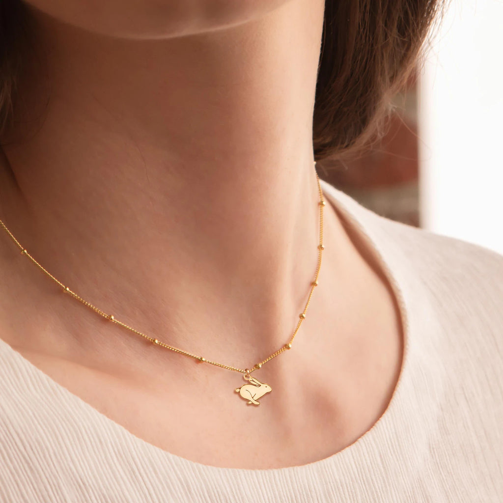 Cute Running Rabbit 925 Sterling Silver Pendant